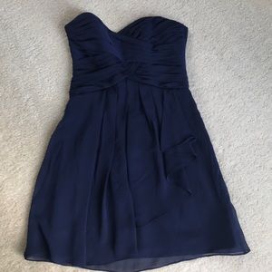 Strapless navy blue dress, homecoming dress